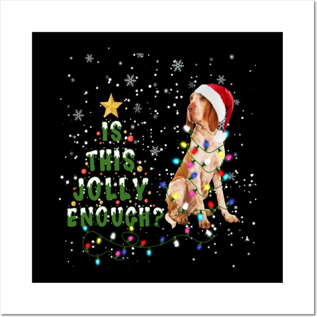 Is This Jolly Enough Santa Bracco Italiano Light Christmas Wall Art by bienvaem